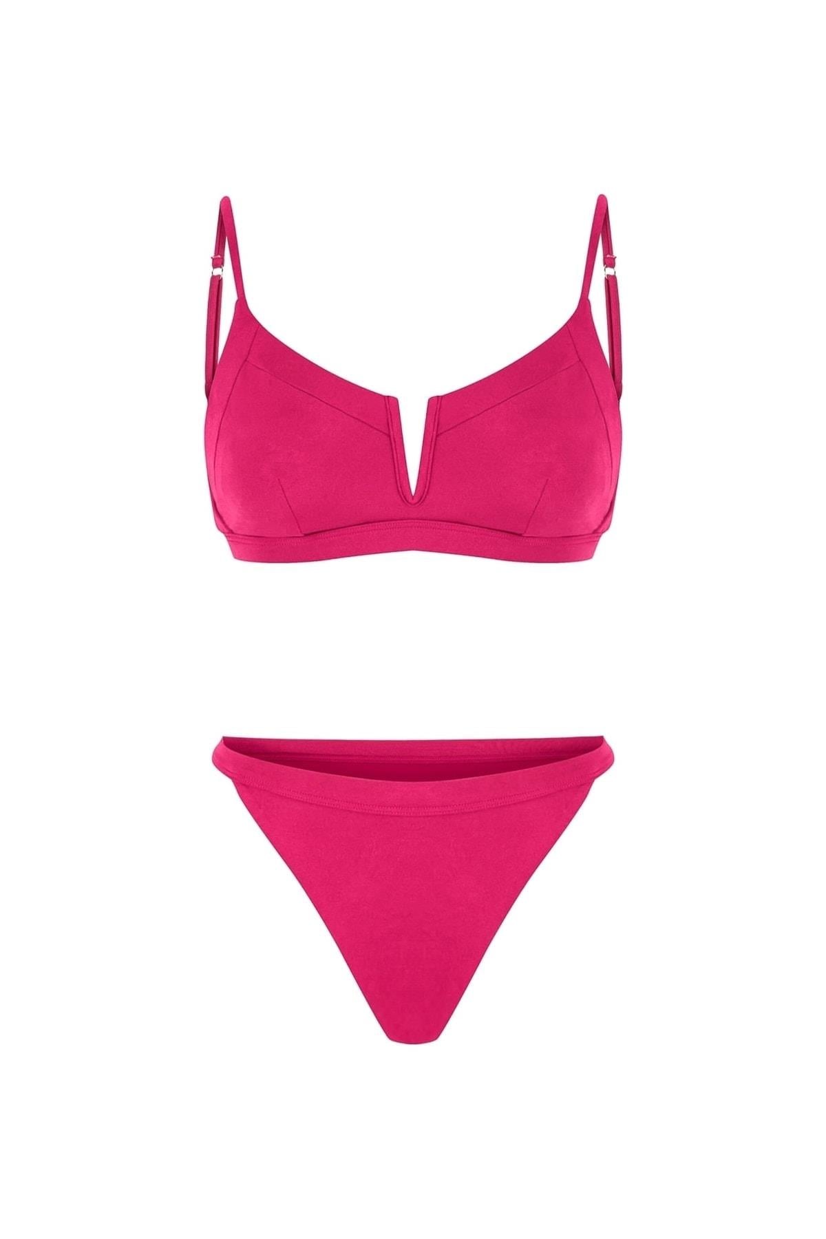 IPEKYOL V Yaka Pembe Bikini Seti