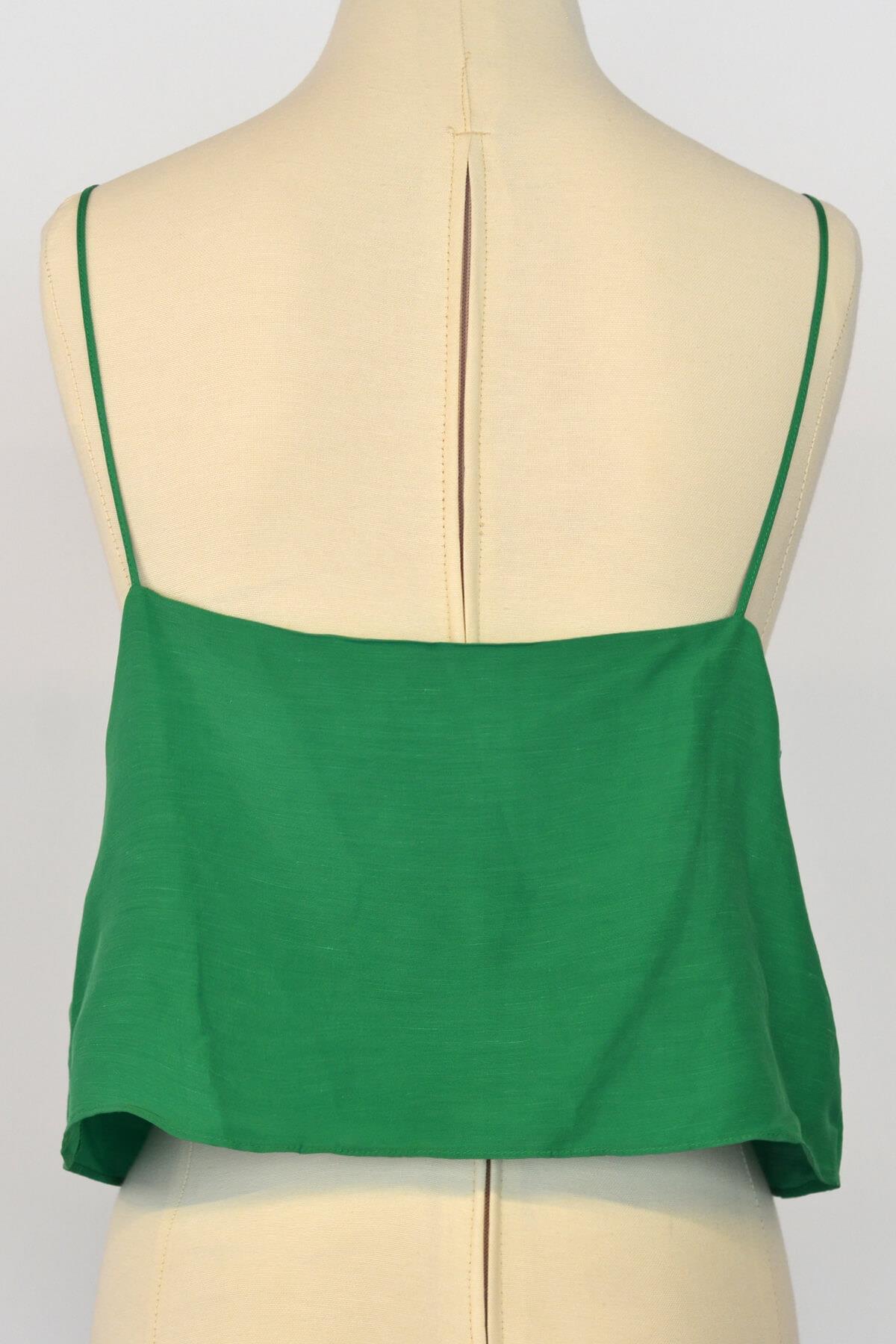 IPEKYOL YESIL 61047 / Düz Yaka Askılı Bluz