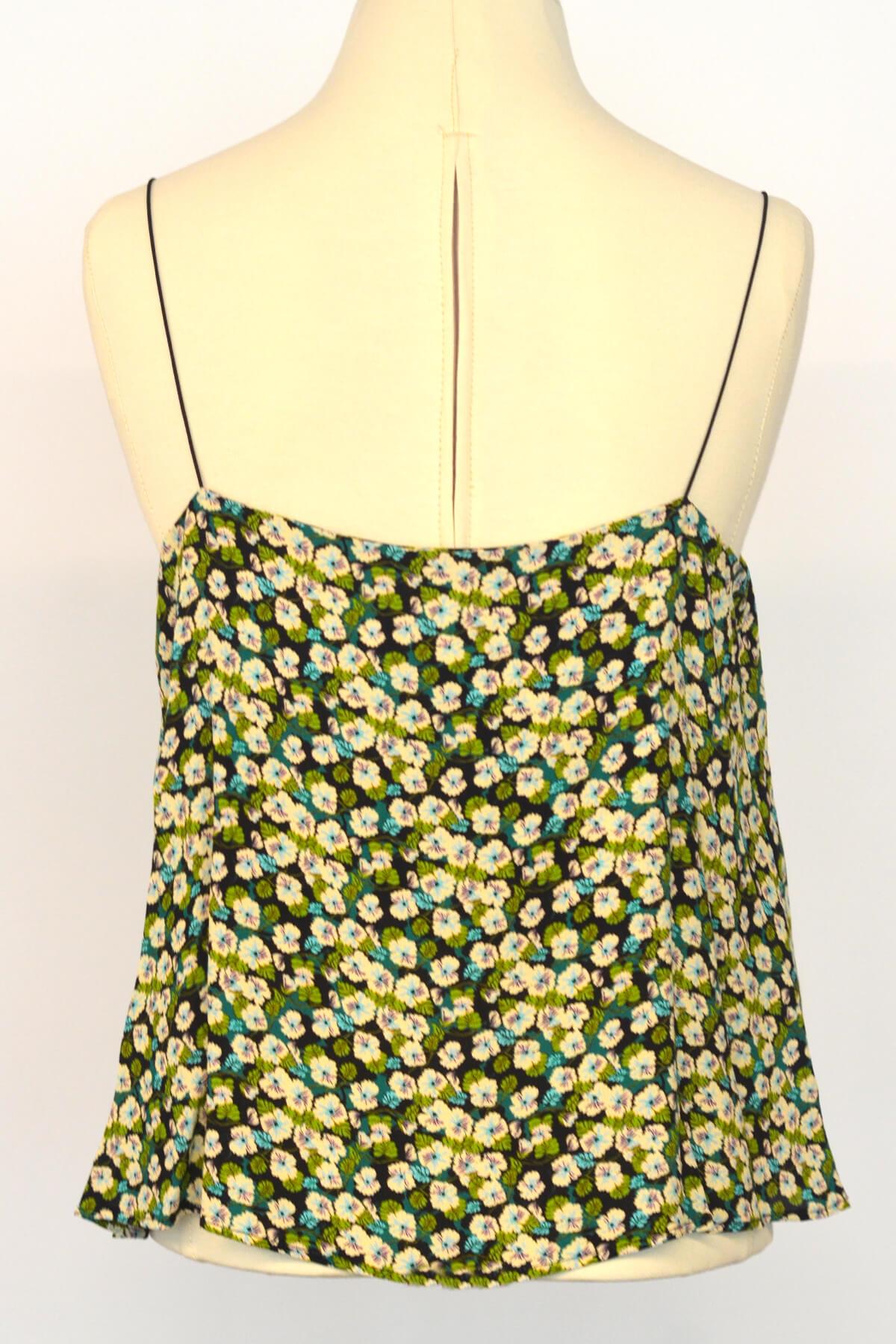IPEKYOL YESIL (CICEKLI) 61048 / Midi V Yaka Asılı Bluz