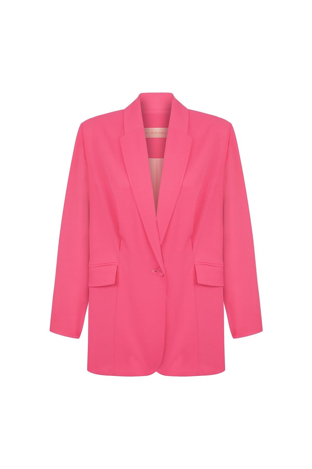MACHKA Fuşya Mono Yaka Tek Düğme Ceket