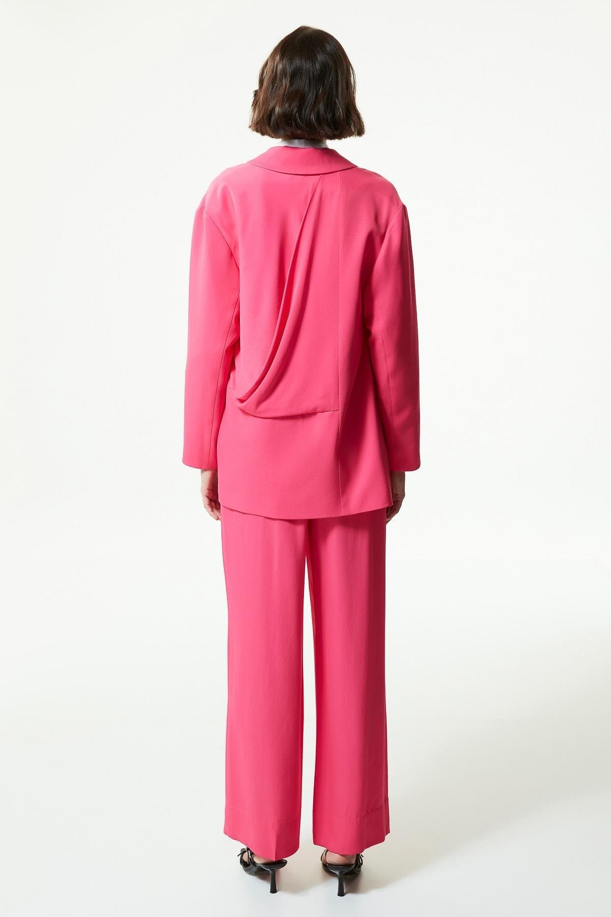 MACHKA Fuşya Mono Yaka Tek Düğme Ceket