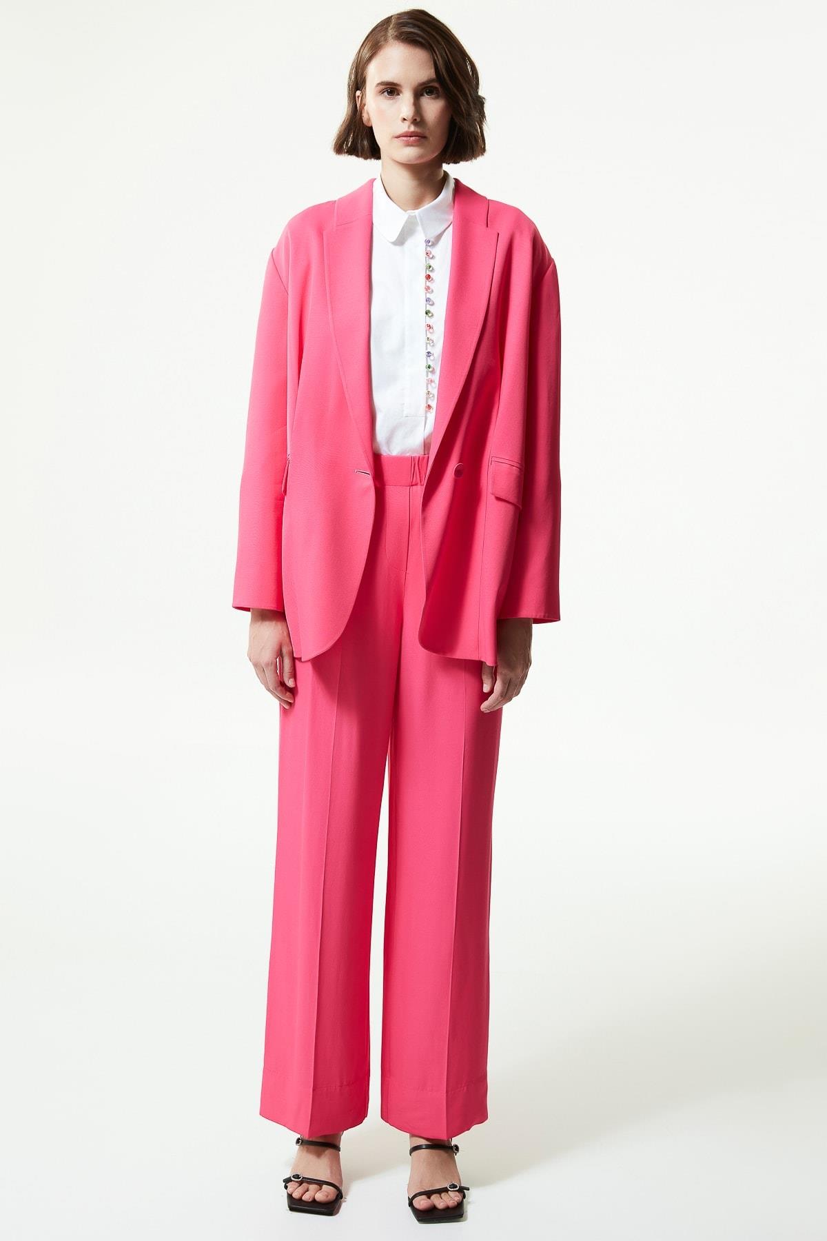 MACHKA Fuşya Mono Yaka Tek Düğme Ceket