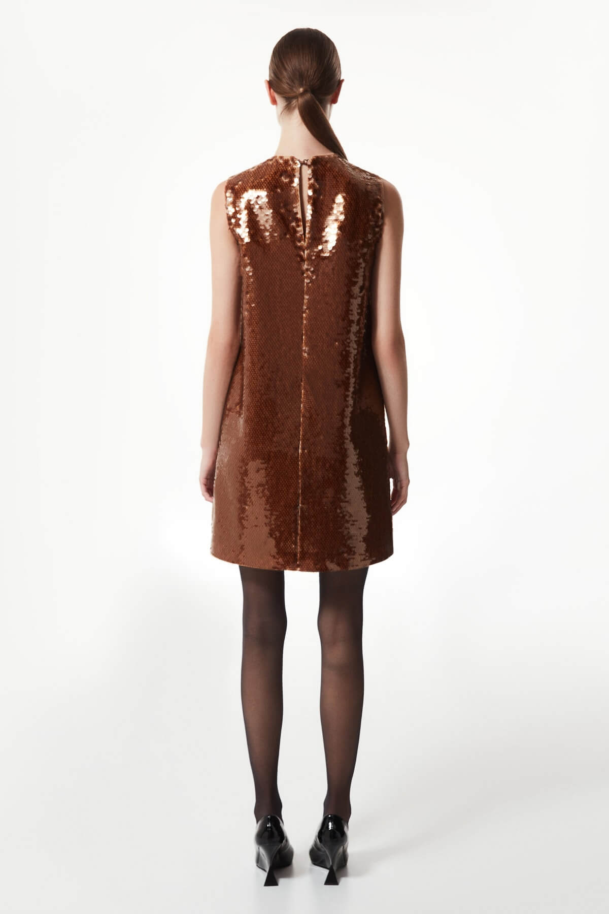 MACHKA Karamel Payetli Mini Elbise