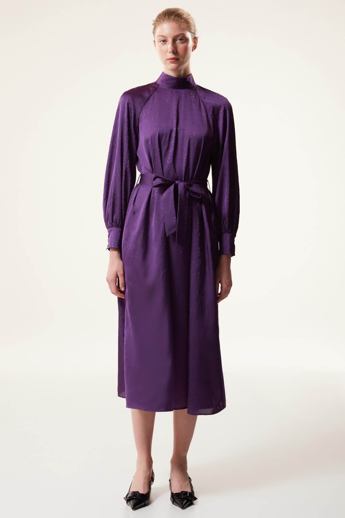 MACHKA Mor Kuşaklı Elbise