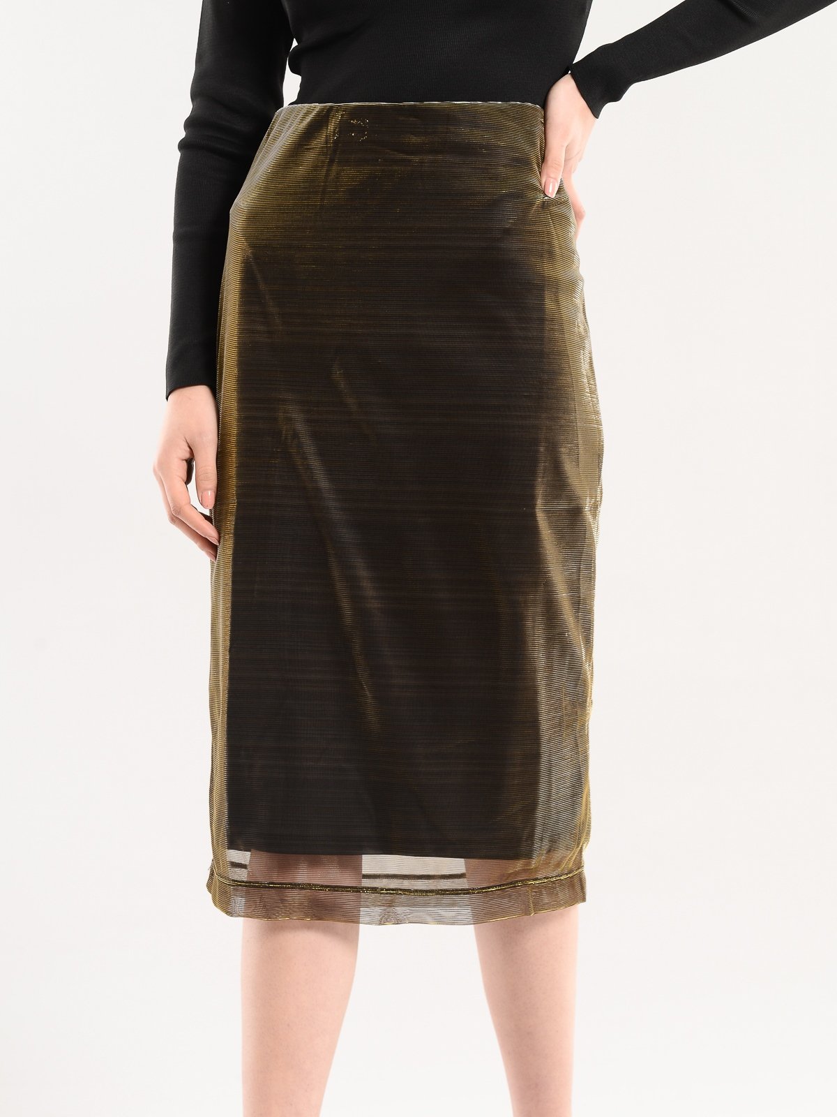 TWIST Beli Lastikli Bronz Midi Etek