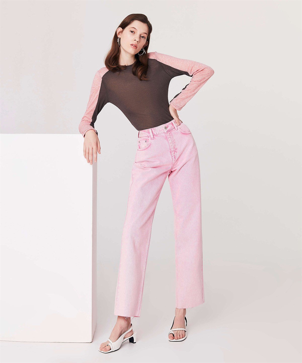 TWIST Colorblock Antrasit Triko Kazak