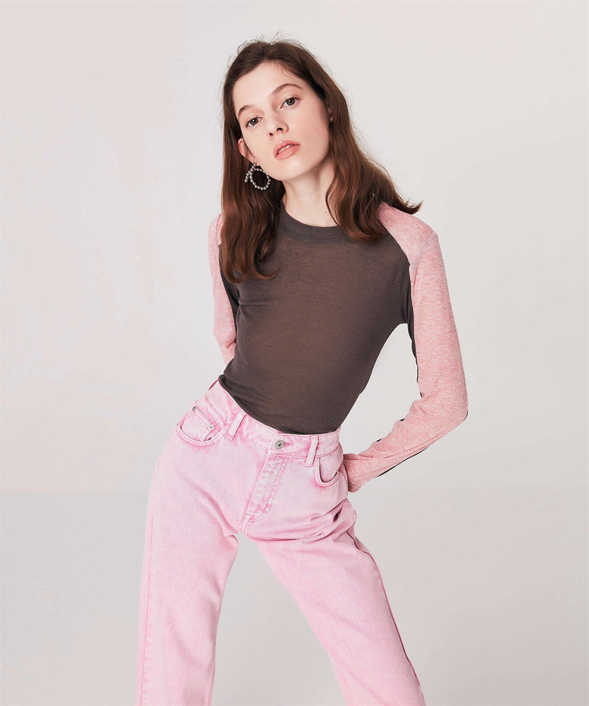 TWIST Colorblock Antrasit Triko Kazak