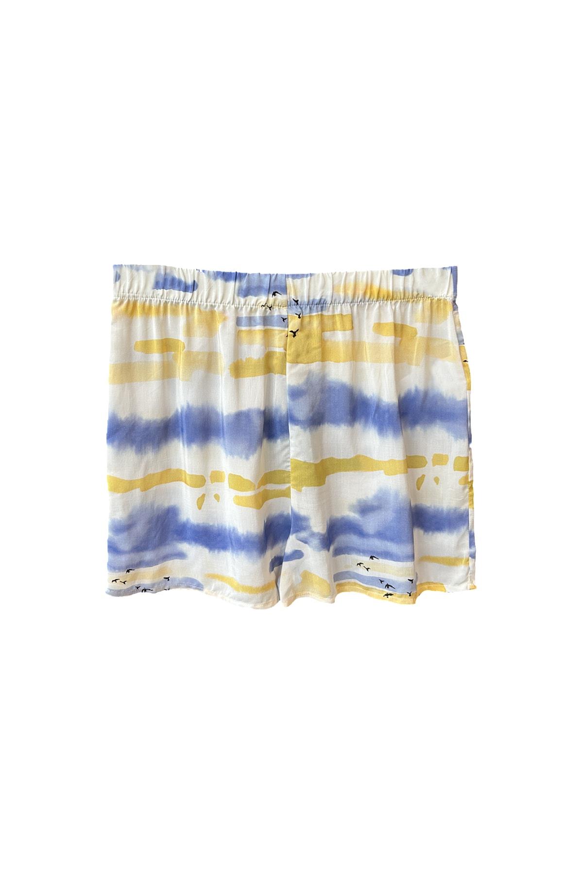 TWIST Ekru Desenli Şort