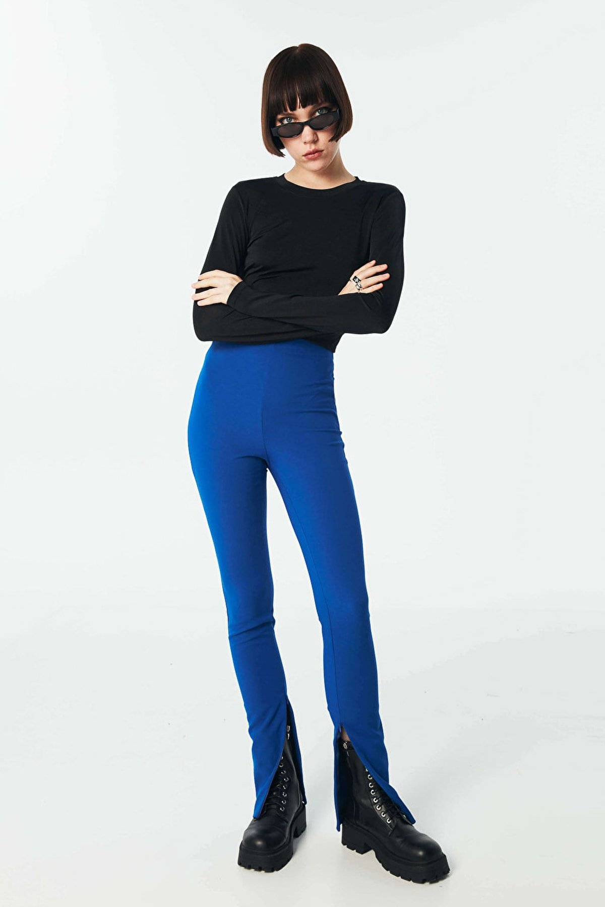 TWIST Fermuar Aksesuarlı Mavi Pantolon