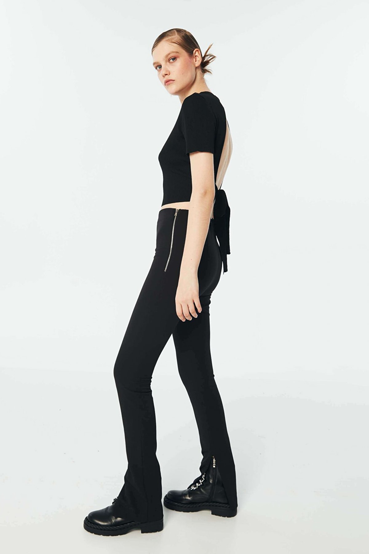 TWIST Fermuar Aksesuarlı Siyah Pantolon