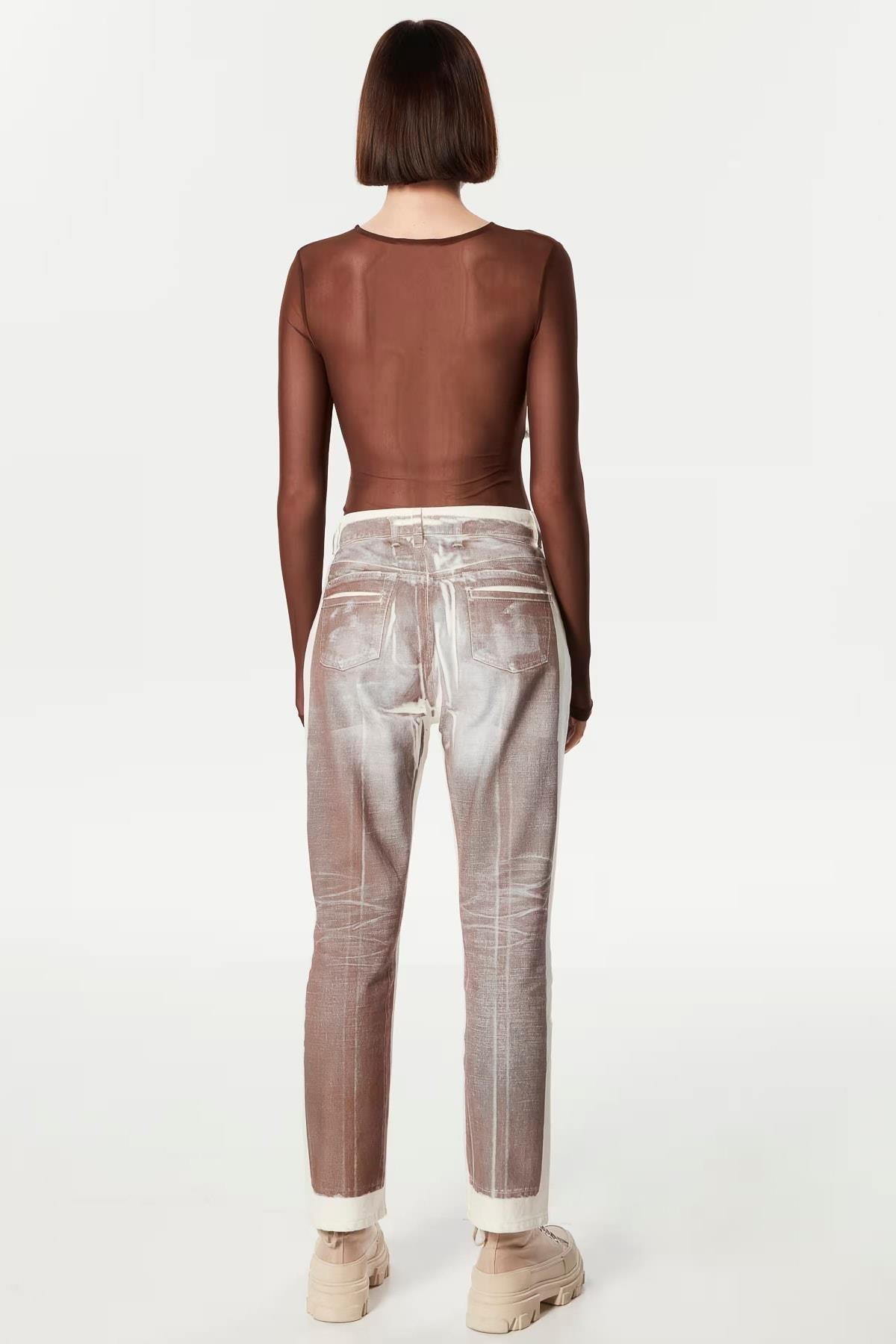 TWIST Görsel Baskılı Beyaz Jean Panntolon