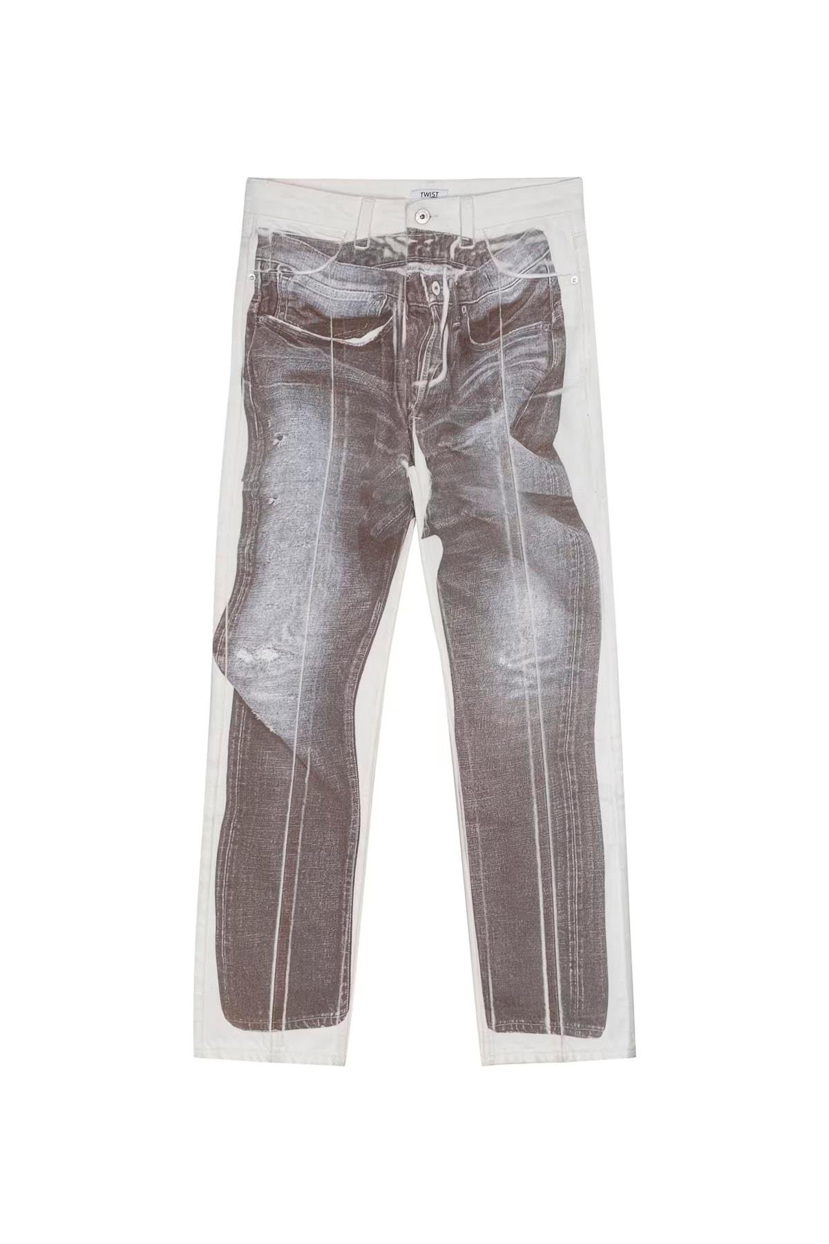 TWIST Görsel Baskılı Beyaz Jean Panntolon