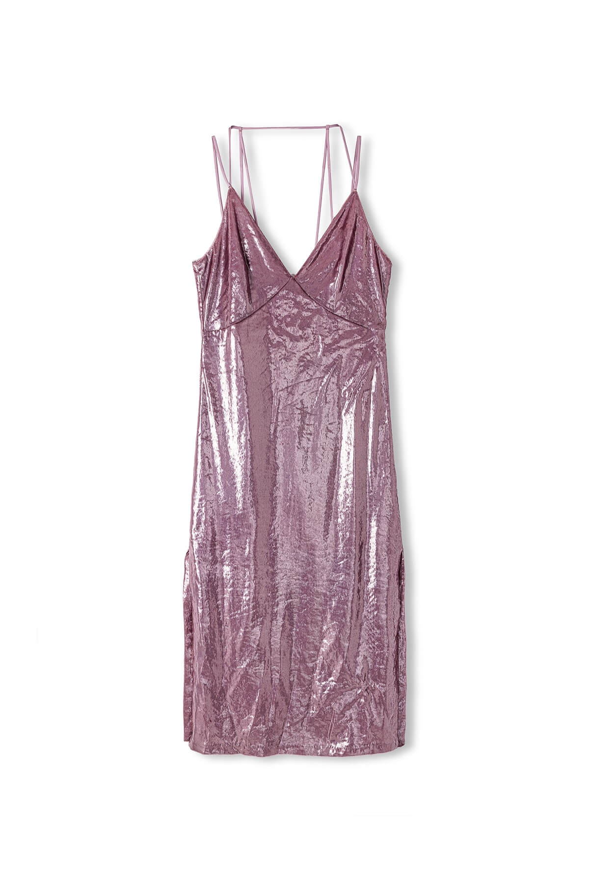 TWIST Lila Parlak Dokulu Midi Elbise