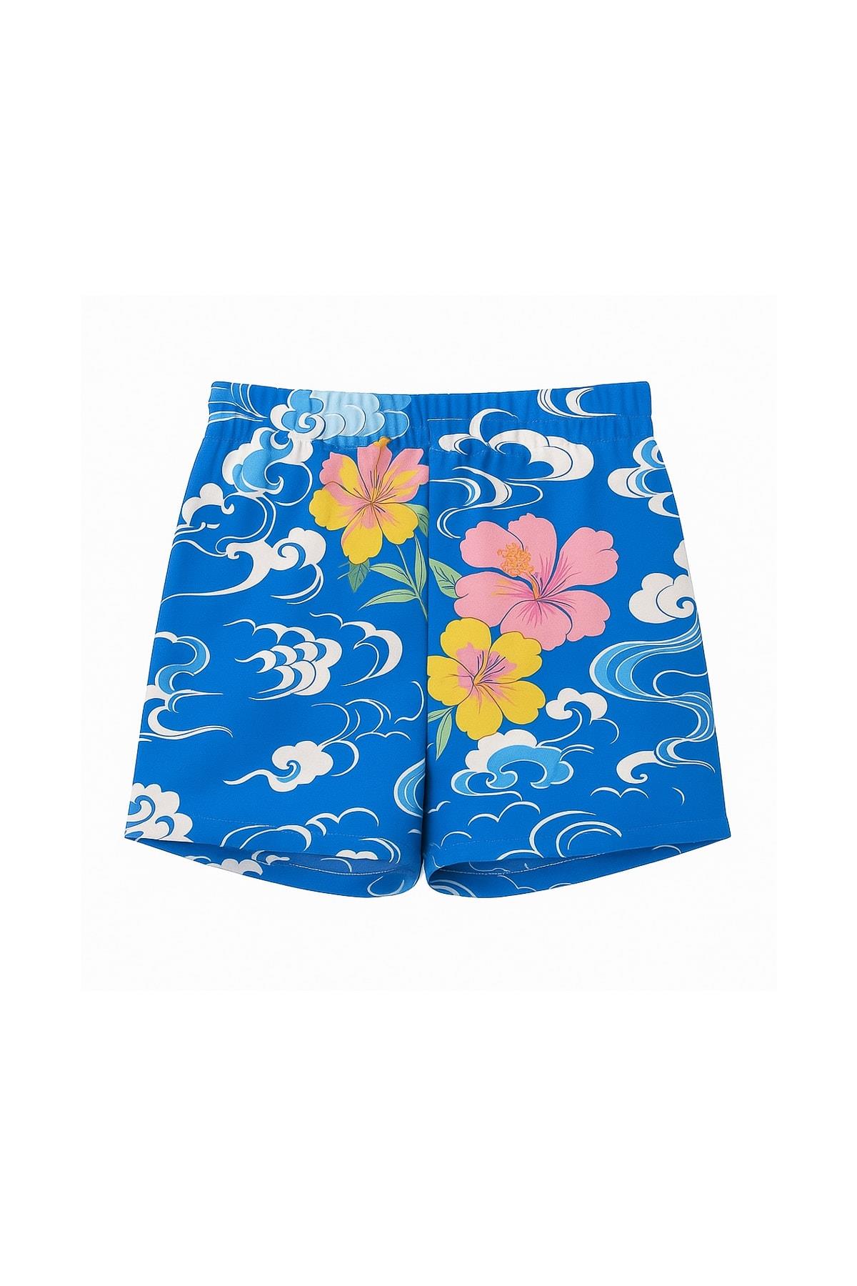 TWIST Mavi Desenli Şort