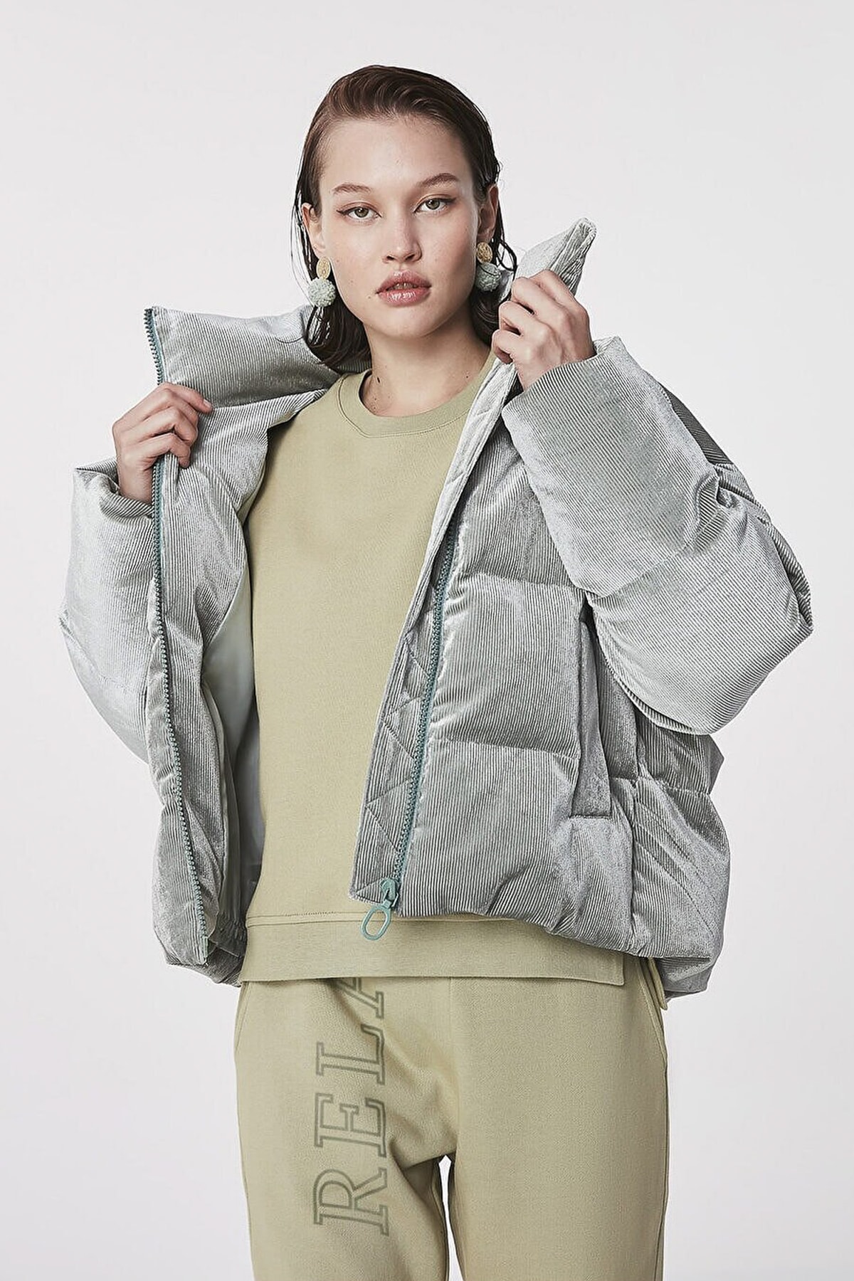 TWIST Mint Kadife Puffer Mont