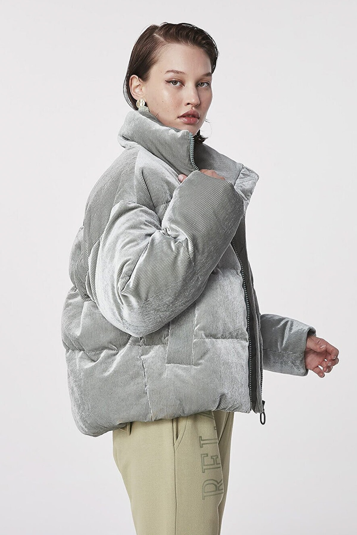 TWIST Mint Kadife Puffer Mont