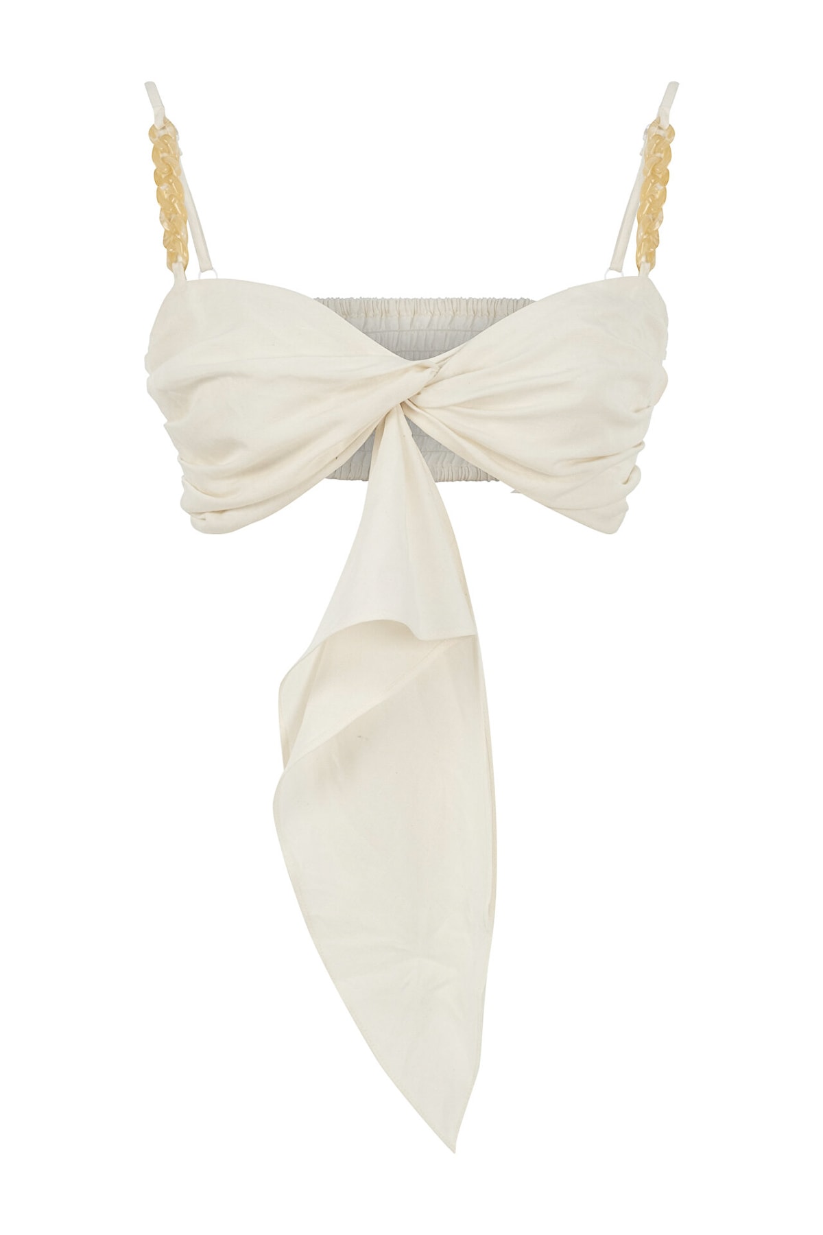 TWIST Önden Bağlamalı Zincir Askılı Büstiyer Beyaz Büstiyer