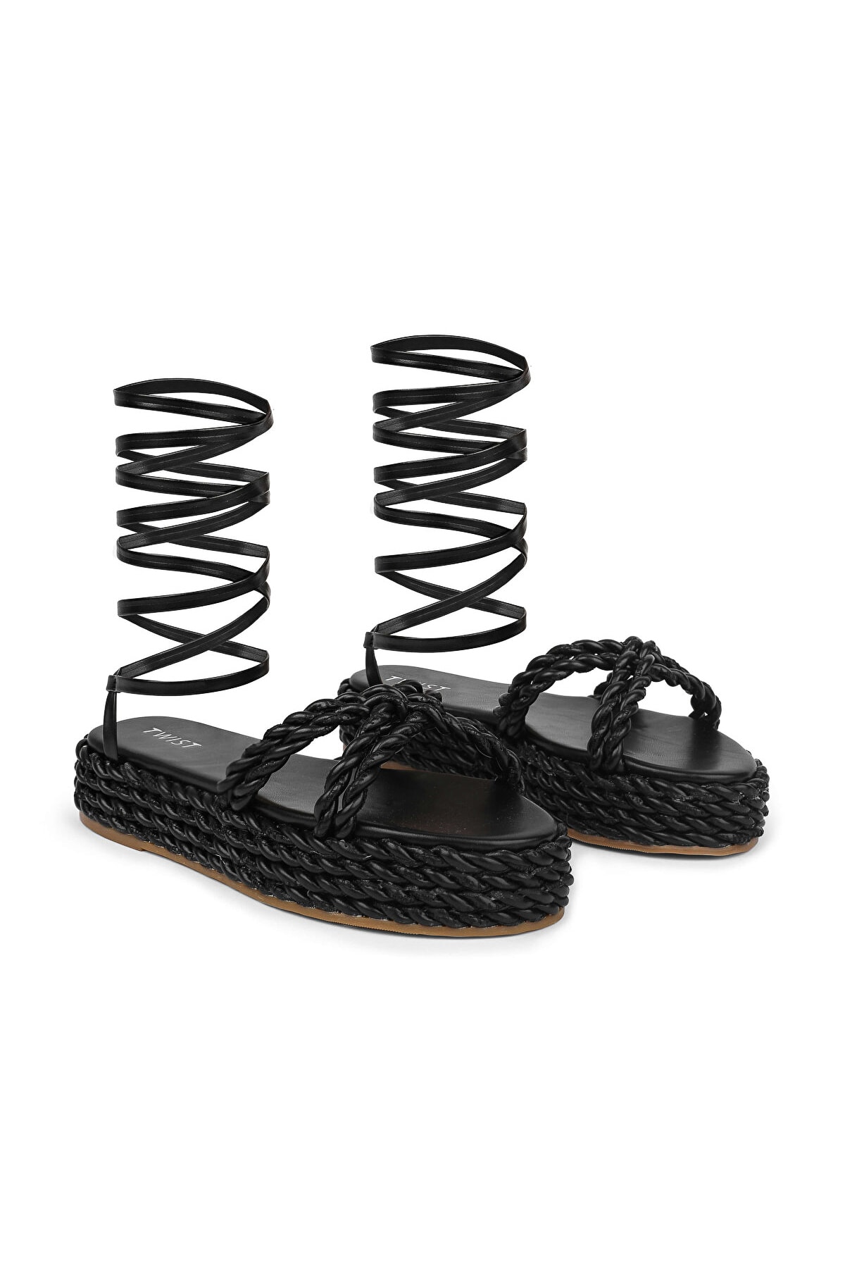 TWIST Siyah Bağcıklı Sandalet