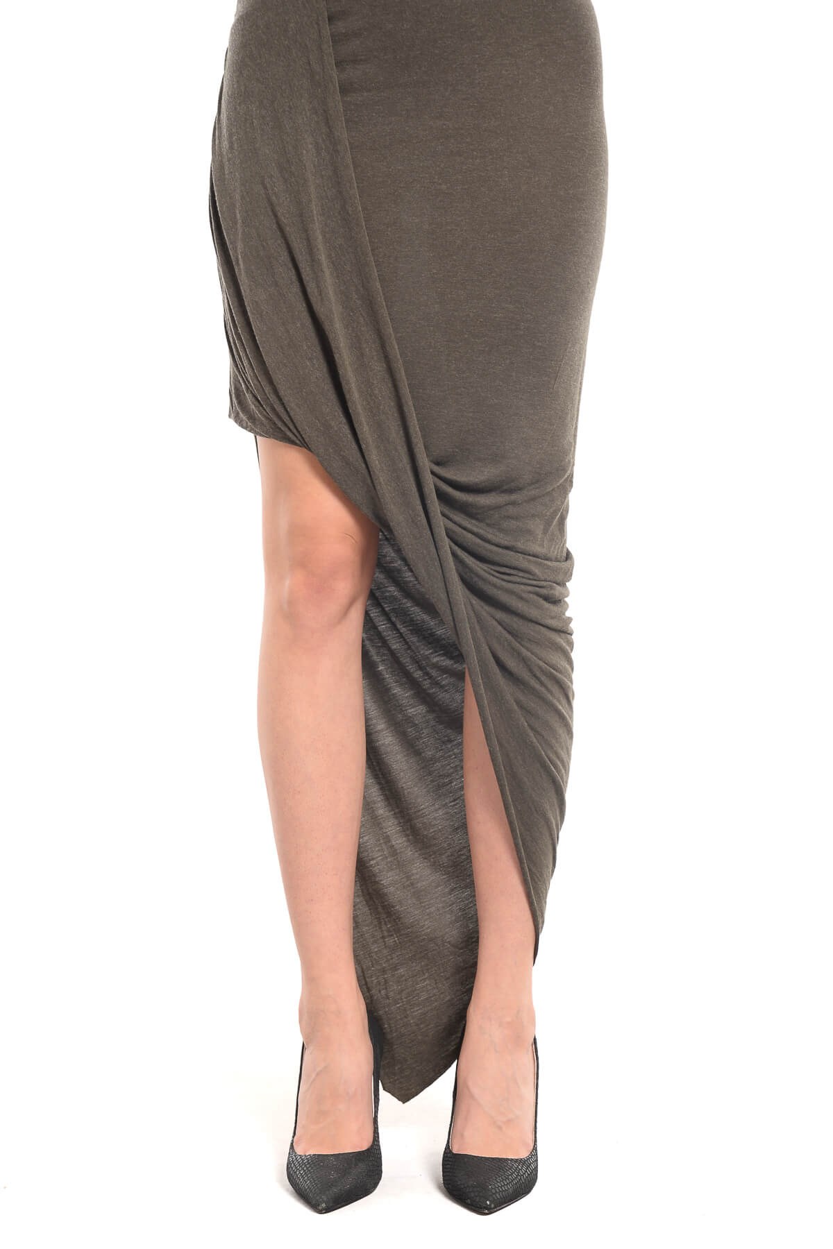 TWIST Uzun Kol Haki Asimetrik Elbise - TW6140002172