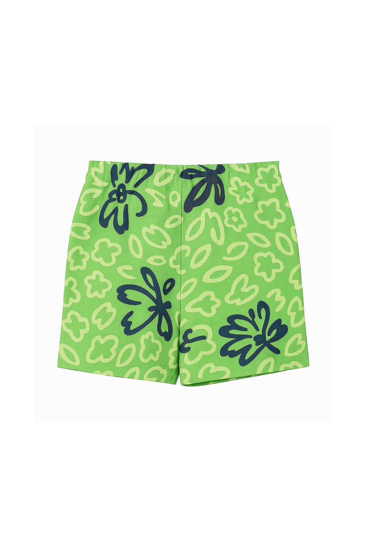 TWIST Yeşil Desenli Şort