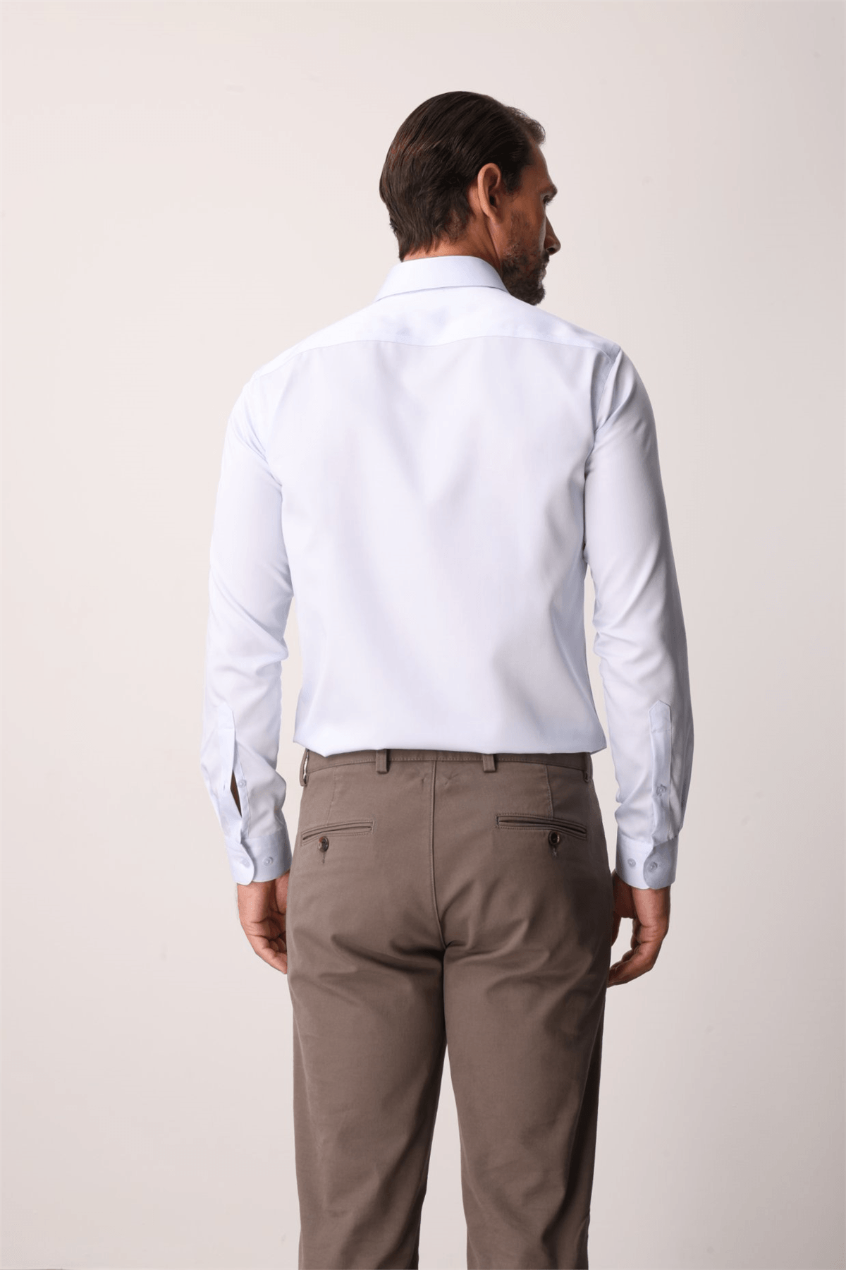 Açık Mavi Slim Fit Dar Kalıp Klasik Yaka Düz Uzun Kollu Cepsiz %100 Pamuk Non Iron Gömlek 