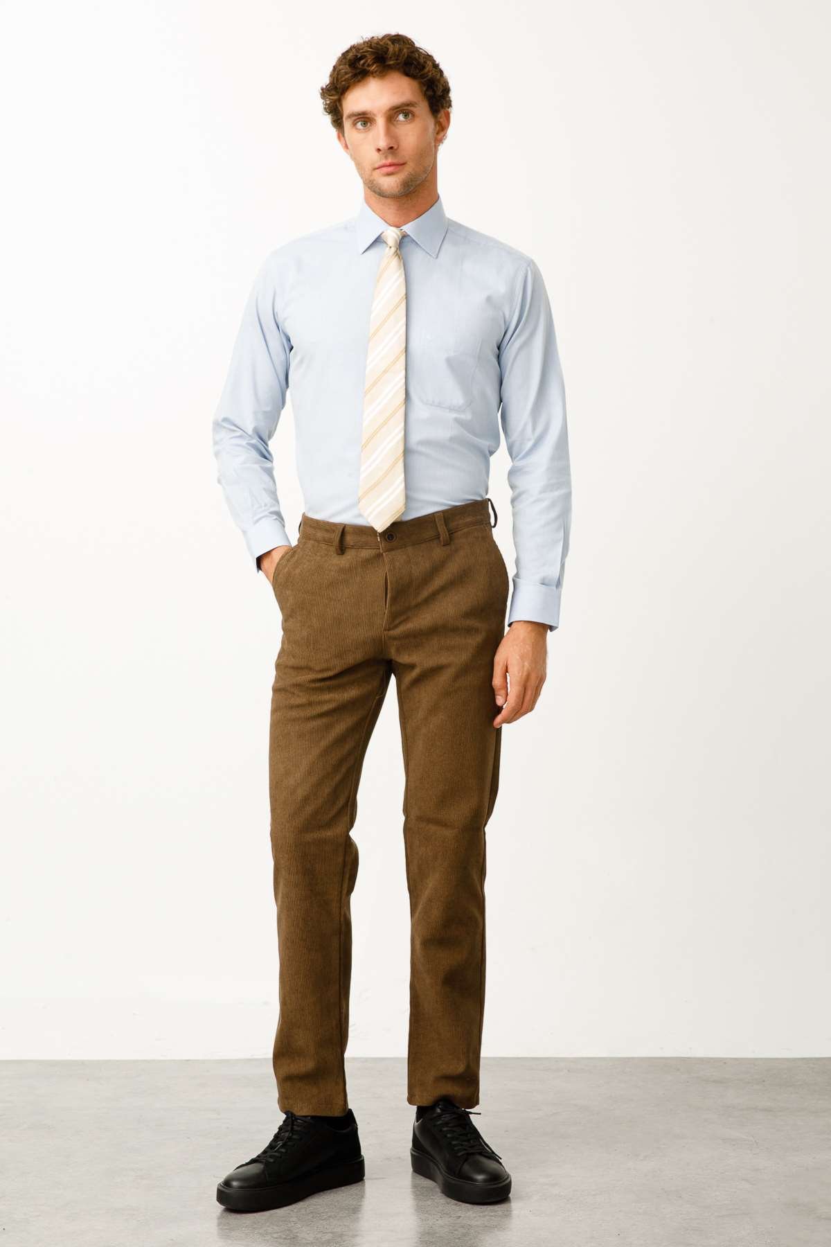 ERKEK A.KAHVE REGULARFIT / RAHAT KALIP STD PANTOLON