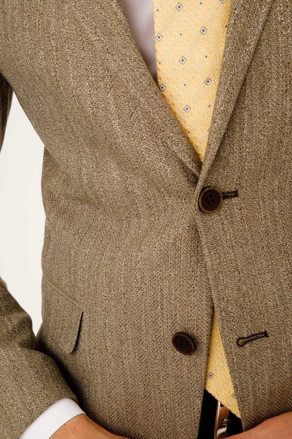 ERKEK BEJ SLIM FIT / DAR KALIP KIRLANGIÇ YAKA CEKET