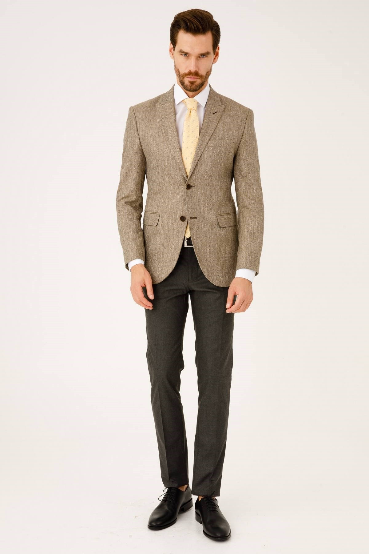 ERKEK BEJ SLIM FIT / DAR KALIP KIRLANGIÇ YAKA CEKET