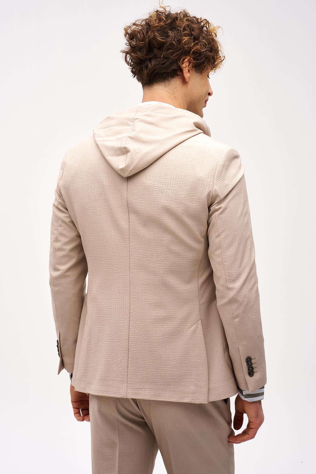 ERKEK BEJ SLIM FIT / DAR KALIP MONO YAKA KOMBİNLİ TAKIM ELBİSE