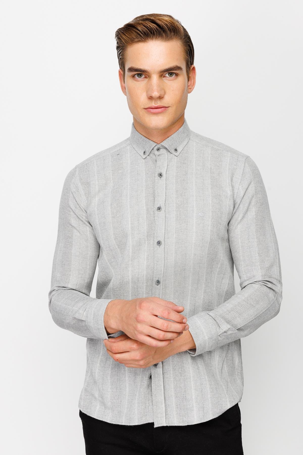 ERKEK GRİ DYNAMİCFİT TED BAKER DÜĞMELİ GÖMLEK