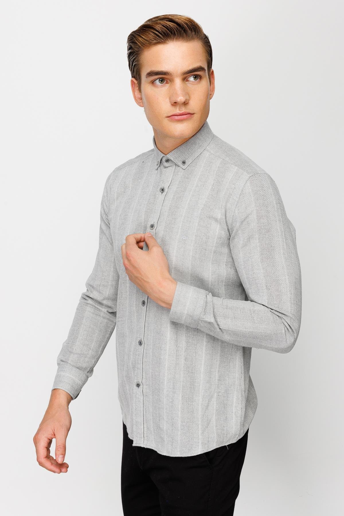 ERKEK GRİ DYNAMİCFİT TED BAKER DÜĞMELİ GÖMLEK