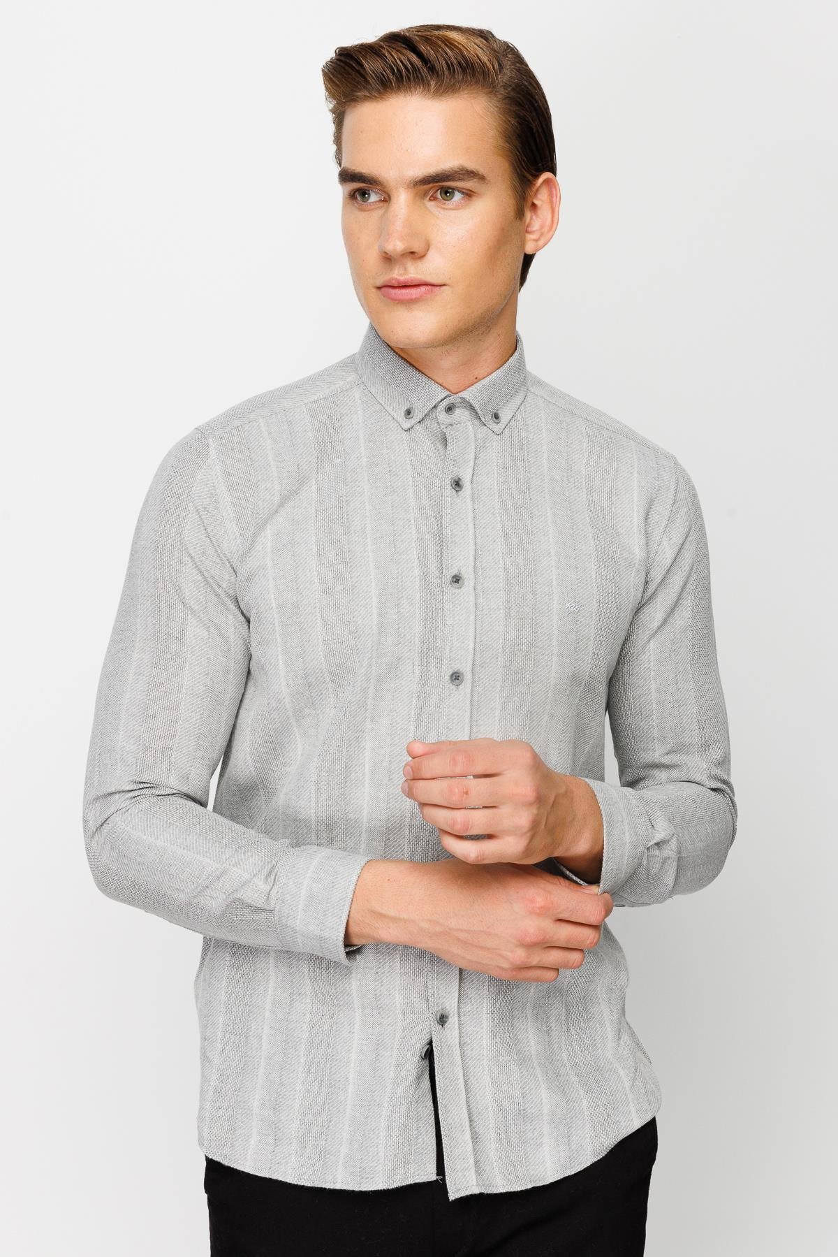 ERKEK GRİ DYNAMİCFİT TED BAKER DÜĞMELİ GÖMLEK