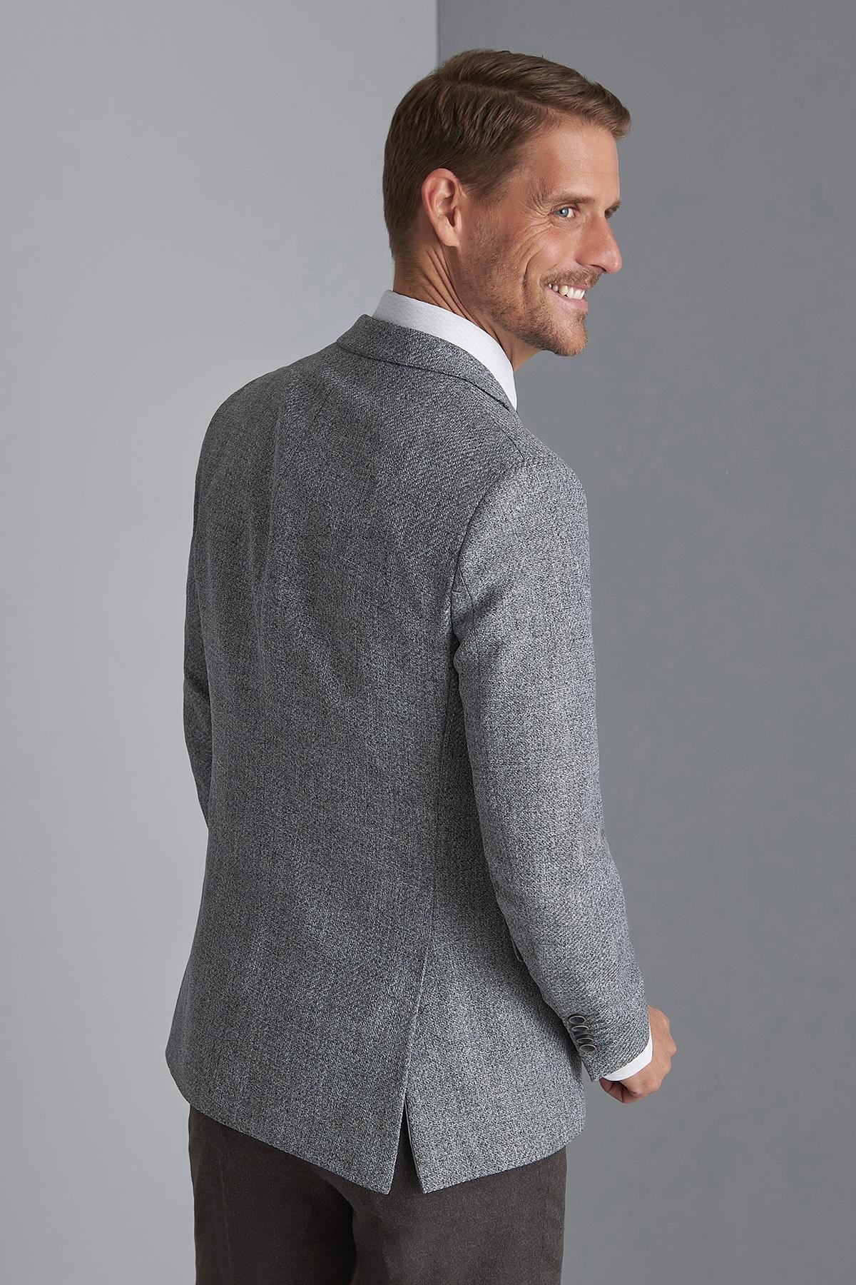 ERKEK GRİ SLIM FIT / DAR KALIP MONO YAKA CEKET