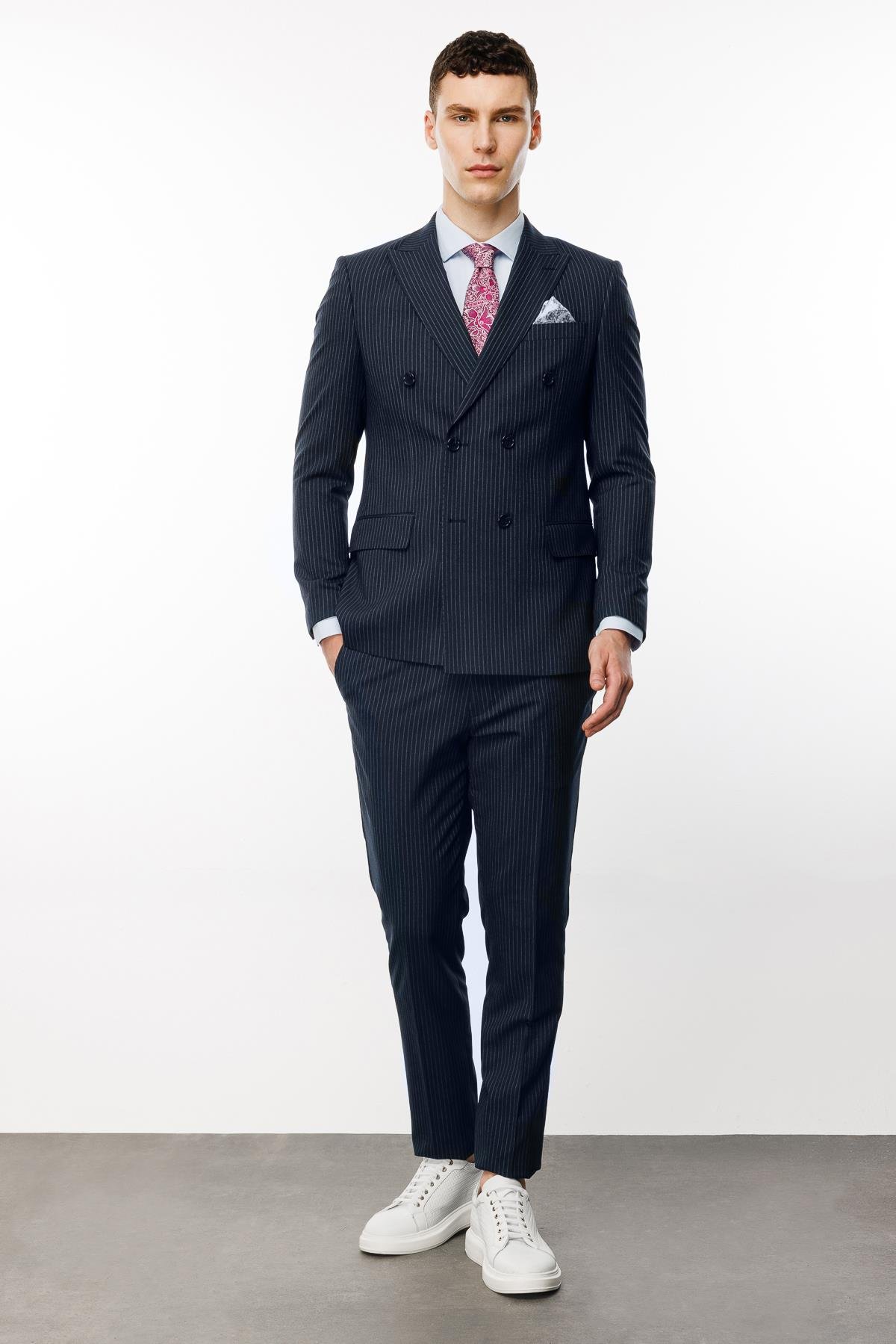 ERKEK LACİVERT SLIM FIT / DAR KALIP KRUVAZE TAKIM ELBİSE