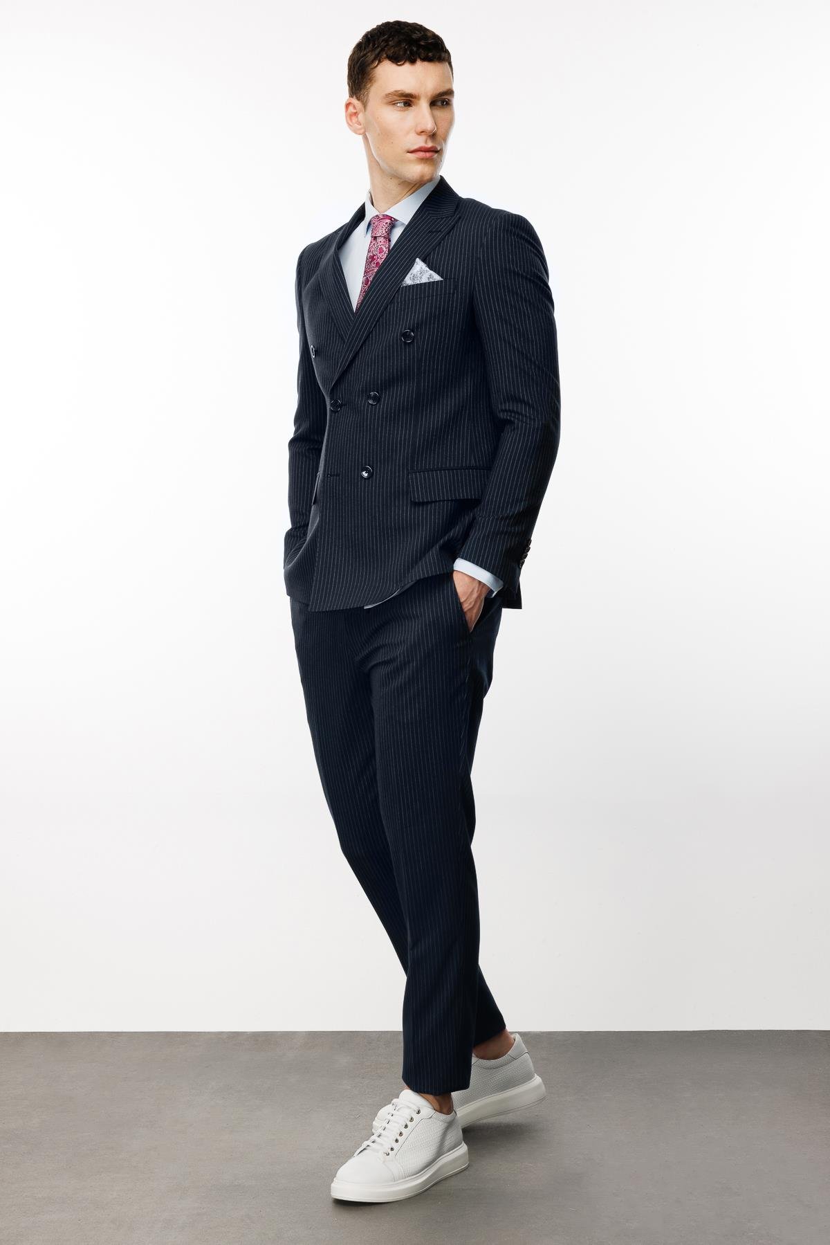 ERKEK LACİVERT SLIM FIT / DAR KALIP KRUVAZE TAKIM ELBİSE