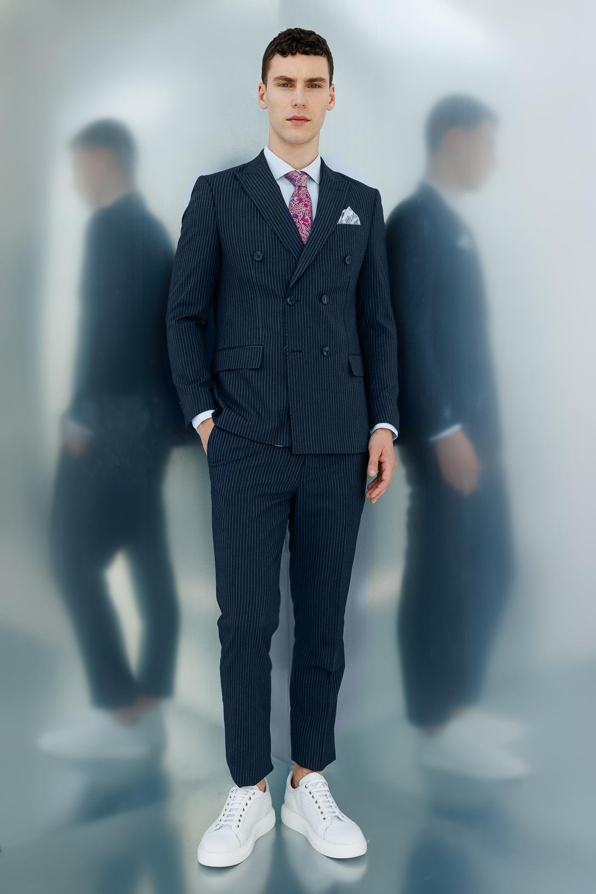 ERKEK LACİVERT SLIM FIT / DAR KALIP KRUVAZE TAKIM ELBİSE
