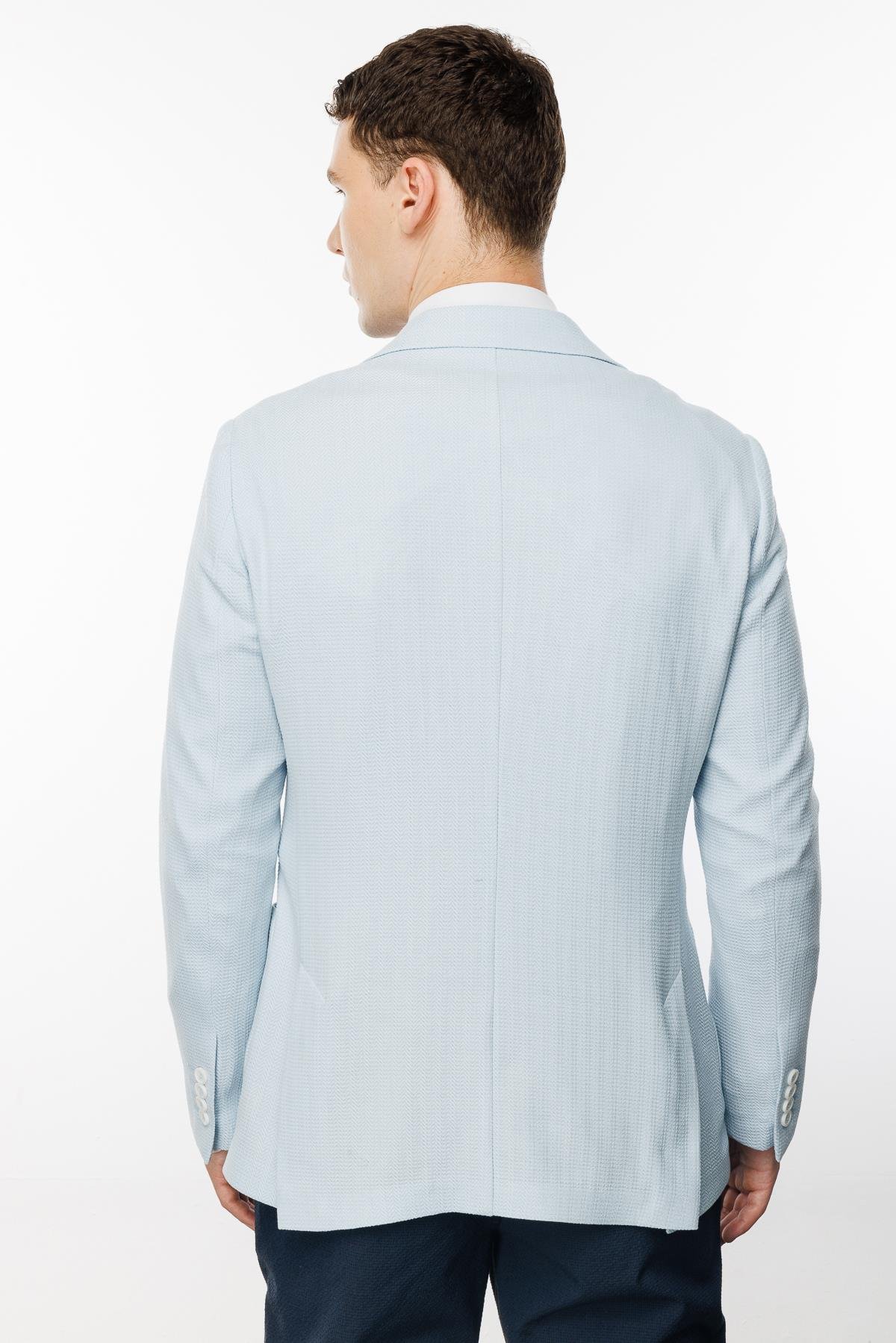 ERKEK MAVİ SLIM FIT / DAR KALIP GENİŞ MONO CEKET