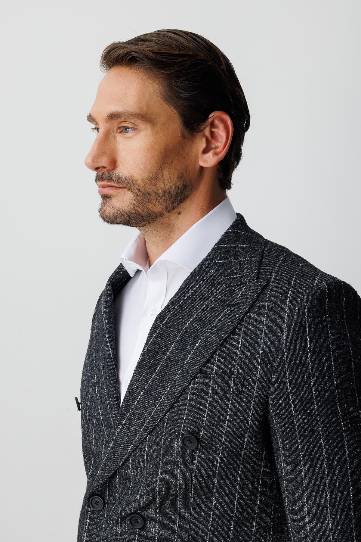 ERKEK SİYAH SLIM FIT / DAR KALIP GENİŞ KIRLANGIÇ CEKET