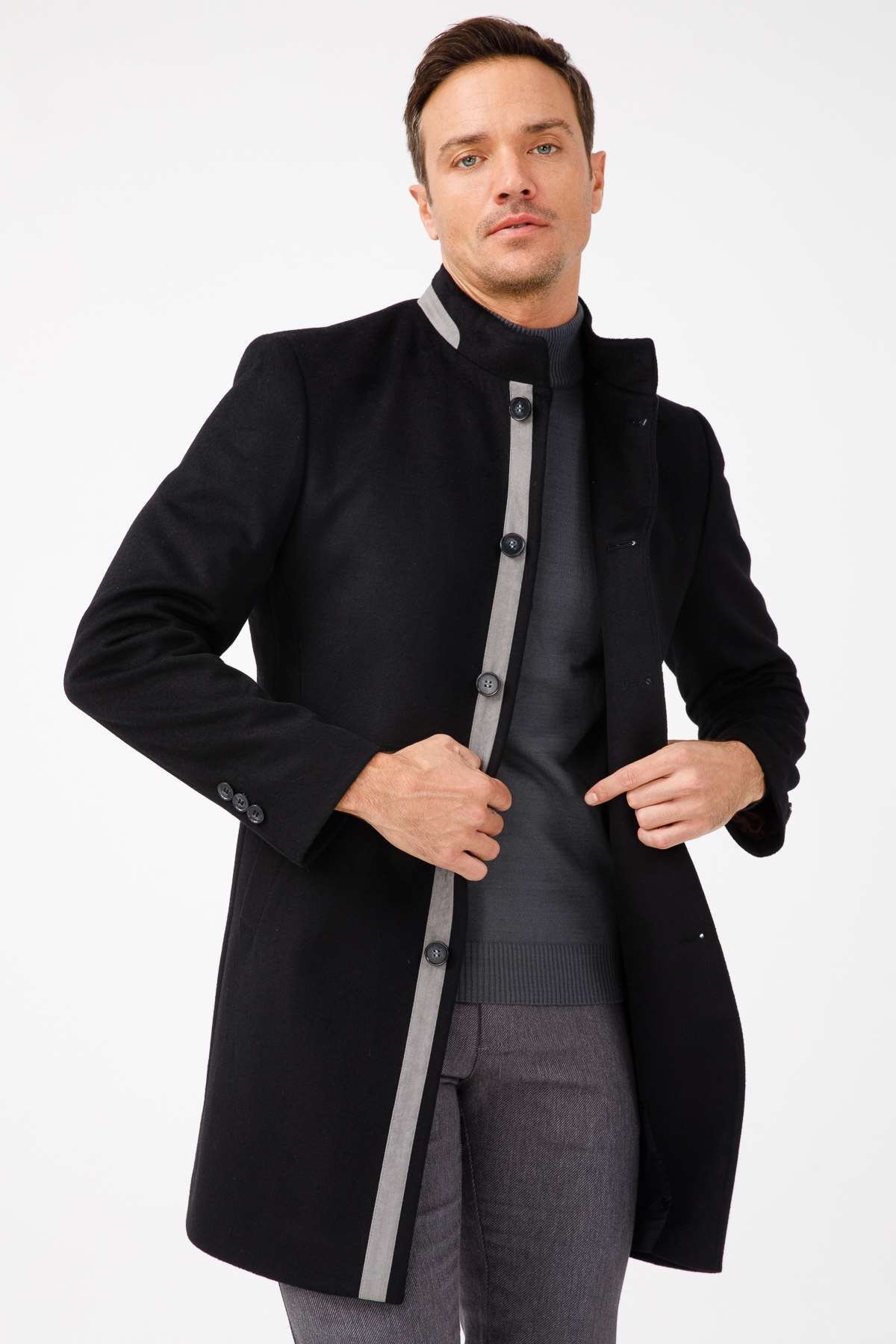 ERKEK SİYAH SLIM FIT / DAR KALIP STD KABAN