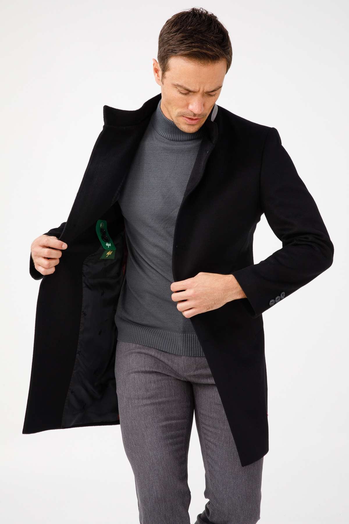 ERKEK SİYAH SLIM FIT / DAR KALIP STD KABAN