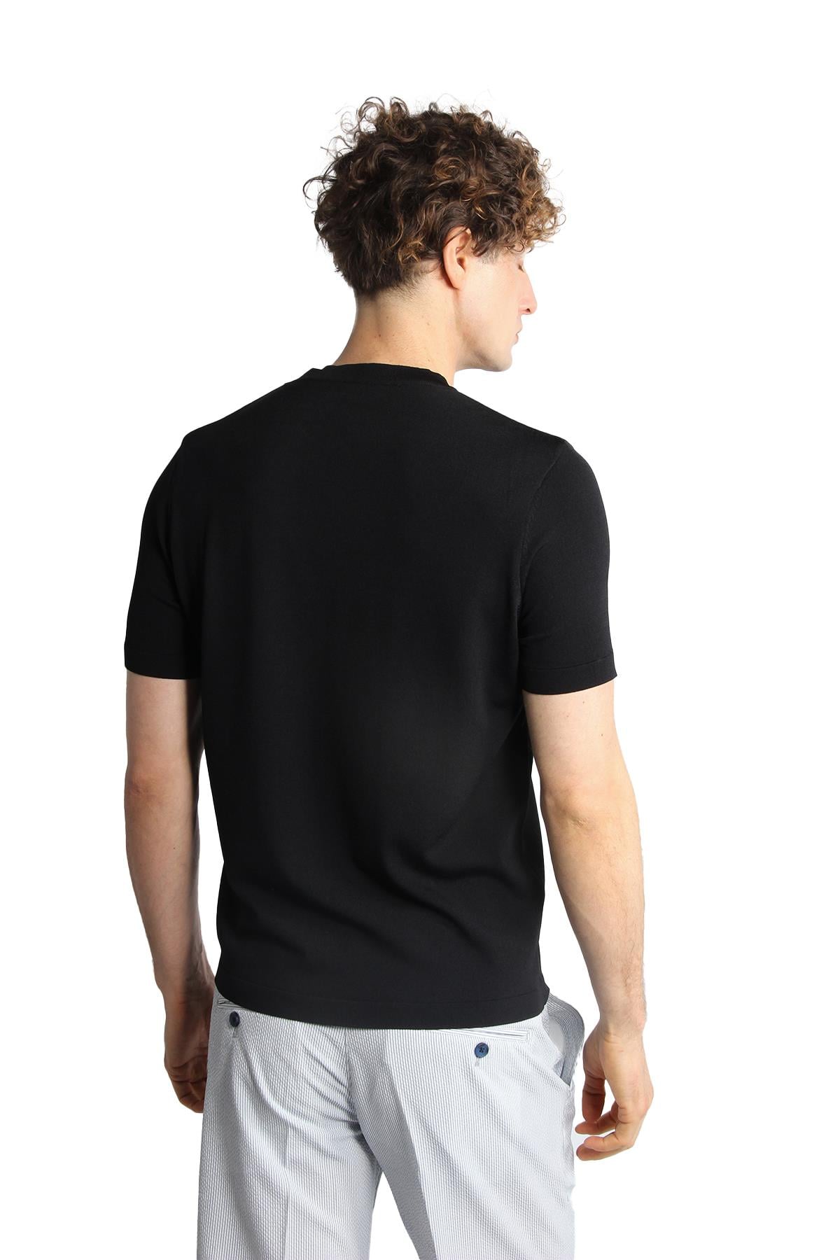 ERKEK SİYAH STANDART POLO YAKA TRİKO KISA KOL