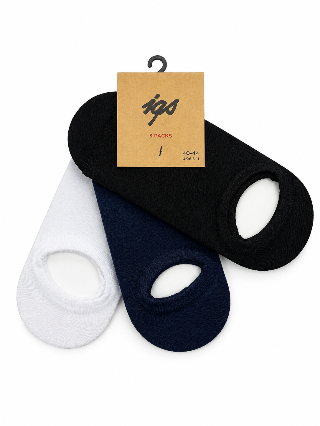 Erkek Sneaker Bambu Çorap 3'lü Paket Silikon Kaydırmaz Beyaz-Lacivert-Siyah
