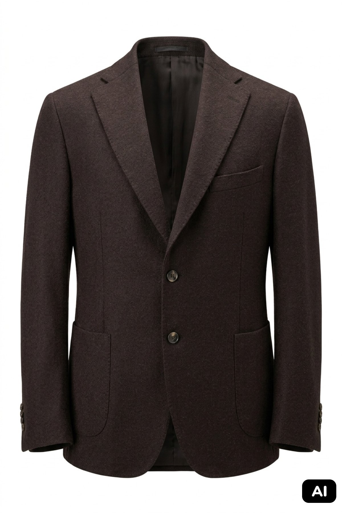 Kahve Slim Fit Dar Kalıp %50 Yün  Ceket