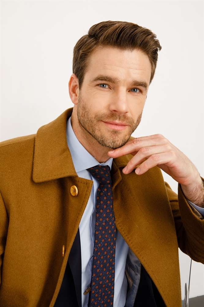 WOOL&CASHMERE PALTO ERKEK CAMEL MODERNFİT / DAR KALIP STD PALTO