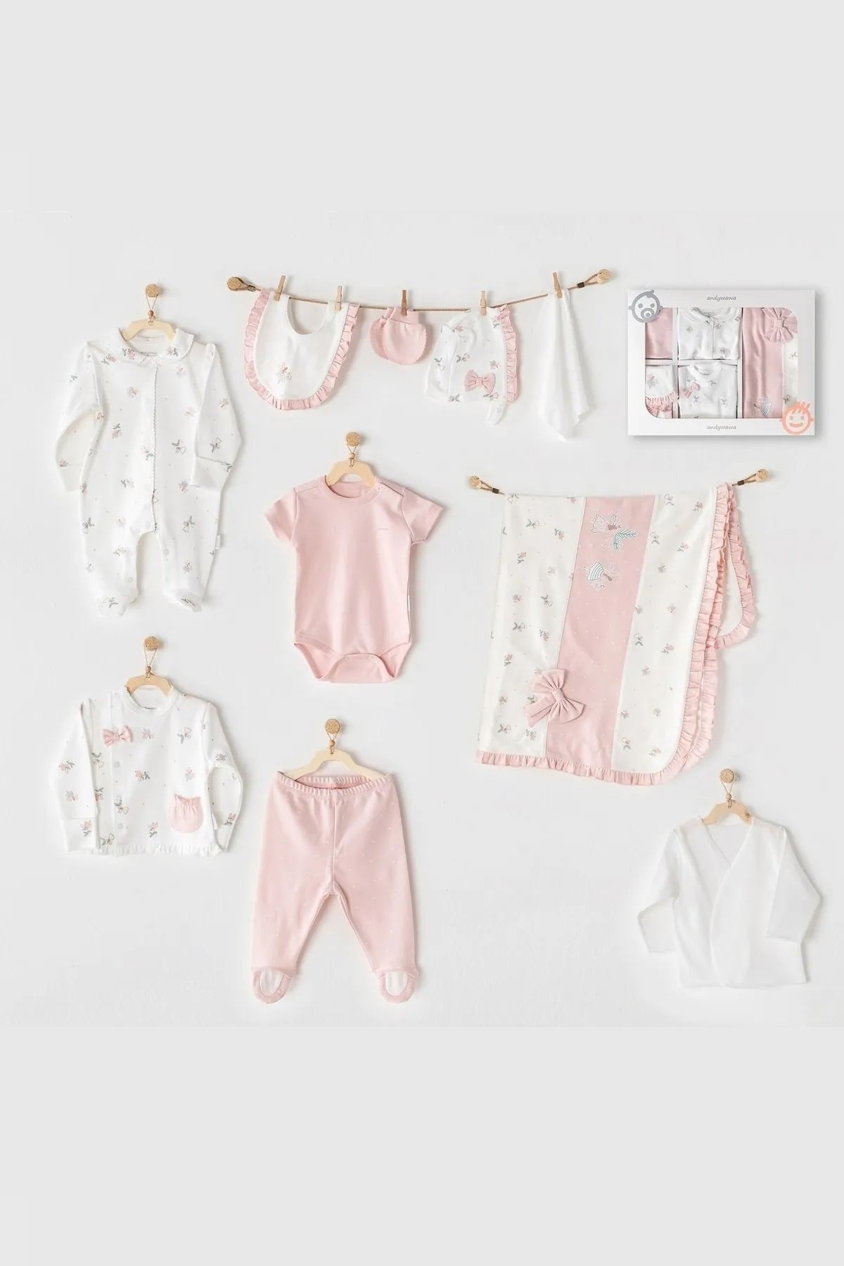 Andywawa 24271  Pembe Fairy Kız Bebek 10 Lu Hastane Çıkış Seti-PembeKız Bebek 10'lu SetAndywawa
