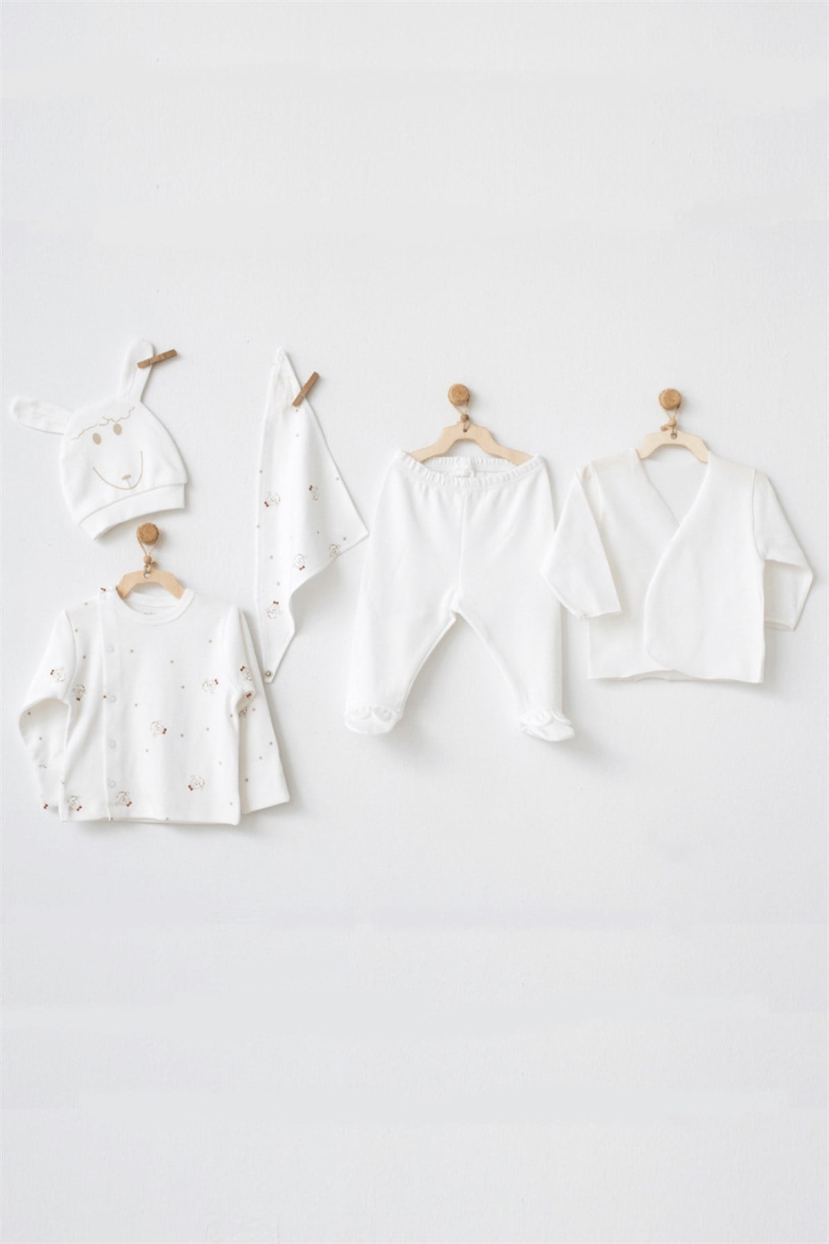 Andywawa Ekru Unisex Sweet Sheep Bebek 5'li Hastane Çıkışı AC20800Kız Bebek 5'li SetAndywawa