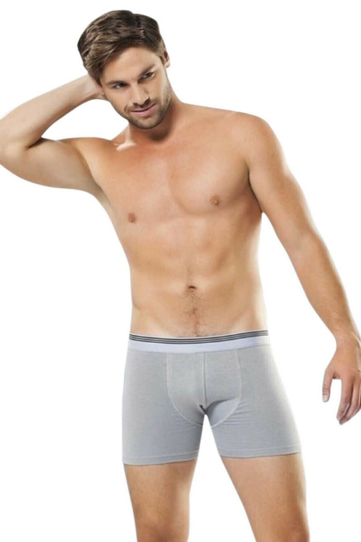 Anıt 1252 Gri 3 Adet Çizgili Likralı Erkek BoxerBoxerAnıt Lingerie