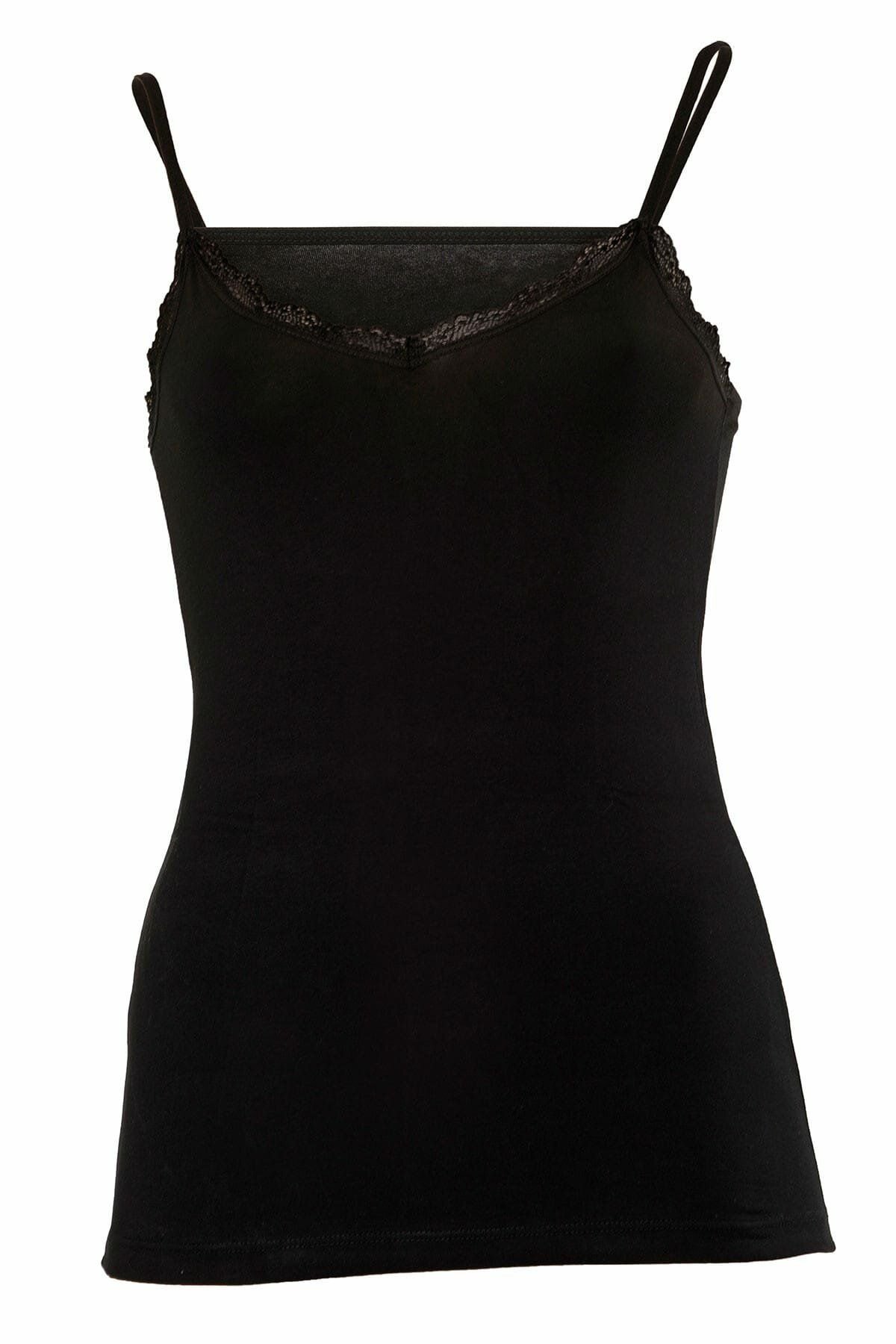 Anıt 2174 Kadın Siyah Askılı Dantelli AtletKadın AtletAnıt Lingerie