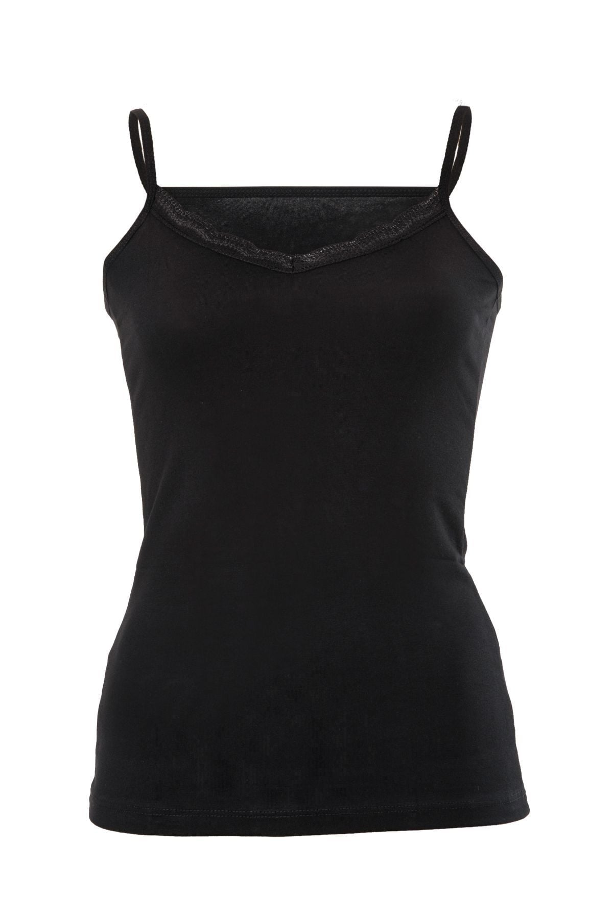 Anıt 2809 Kadın Siyah V Yaka Dantelli AtletKadın AtletAnıt Lingerie