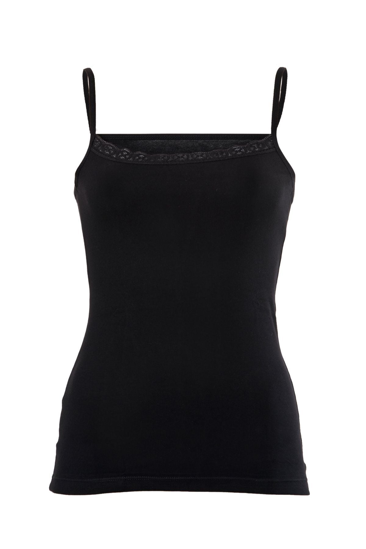 Anıt 2810 Kadın Siyah Dantelli Biyeli İp Askılı AtletKadın AtletAnıt Lingerie